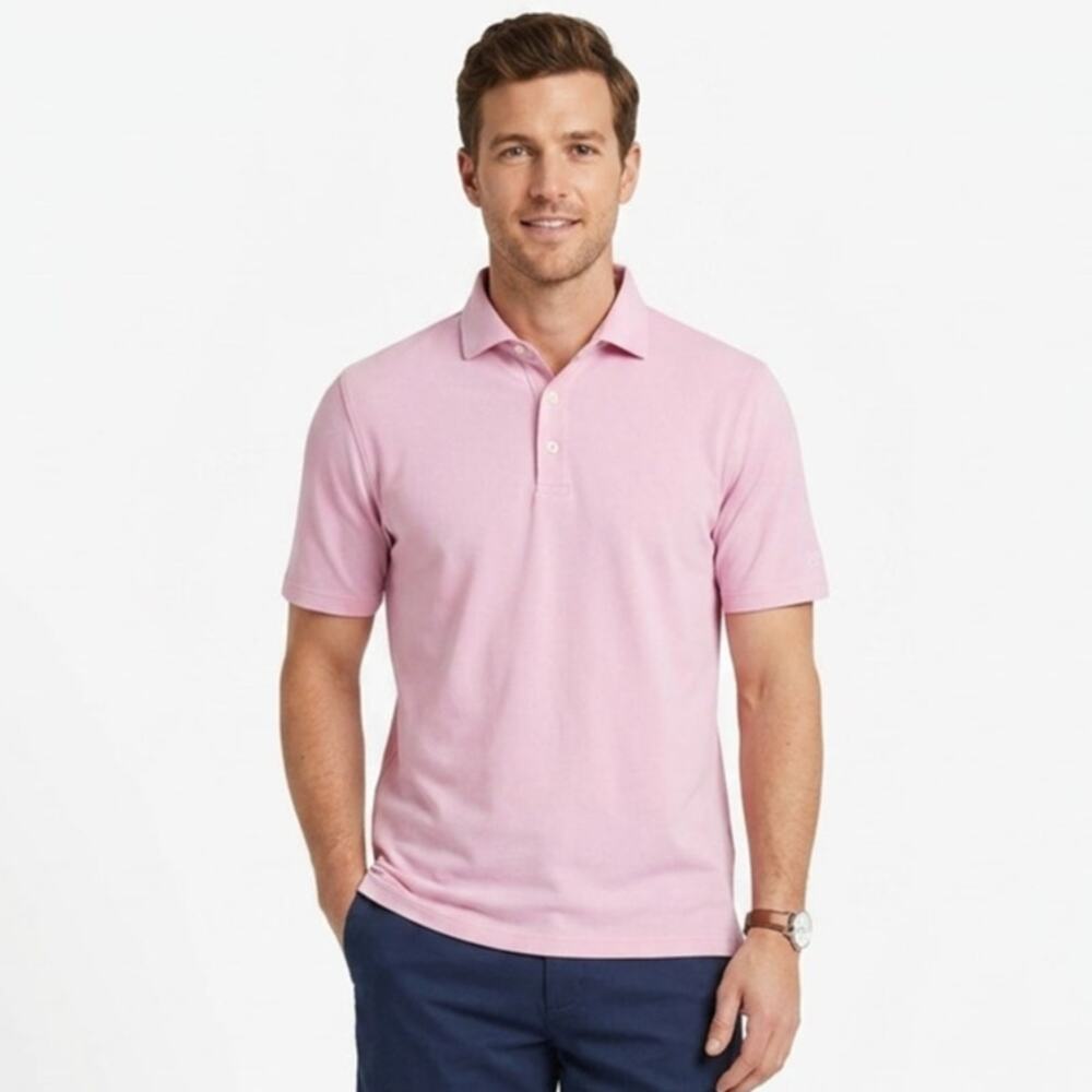 Holderness & Bourne Polo Shirt Mens L Pink Stretch Tailored Fit Golf Performance